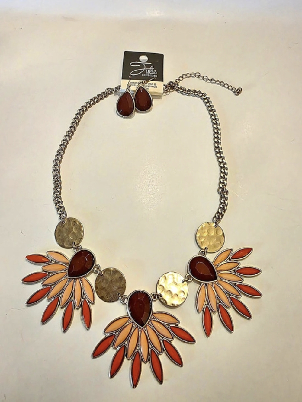 Julie Collection Statement Floral Pendant Necklace Set